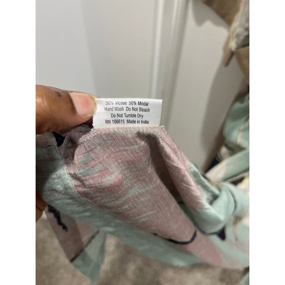 One Hundred Stars Stork Sky Print Shawl Collar Tie Waist Wrap Robe OS - Picture 6 of 10